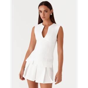 Peppermayo Cassia Mini Dress White Deep V Neckline Sleeveless Glam Preppy Chic